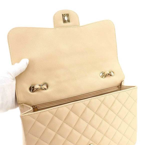 CHANEL Matelasse 30 Chain Shoulder Bag Caviar Skin Leather Beige Gold Hardware - Picture 7 of 9